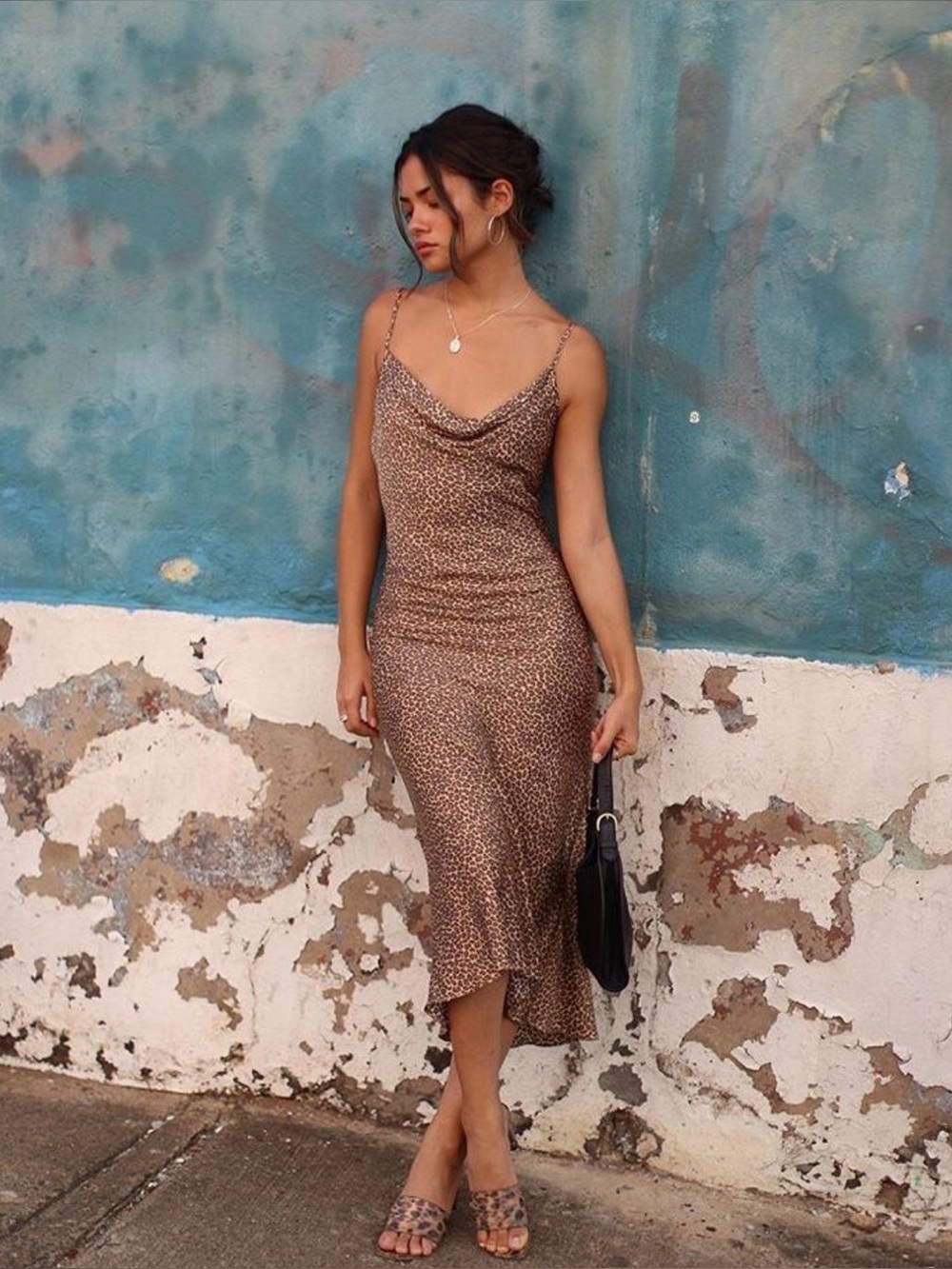 Andjela Collection, Slip Dress, XS, Leopard Print Satin
